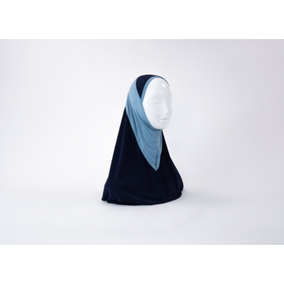 Hijab lycra  1 piece bicolor noir/bleu